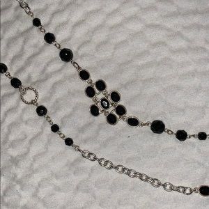 WHBM 2-Tier Silver & Black crystal Bead Necklace